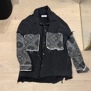 Edgy Black and Gray Patchwork Jacket